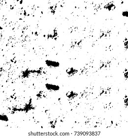 Grunge black white. Monochrome vector texture. The pattern of ink stains, cracks, fading. Overlay aged grainy messy template. Renovate wall scratched backdrop