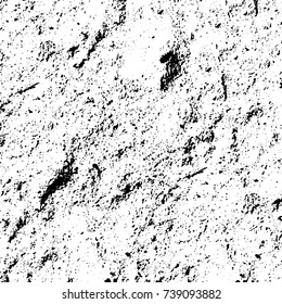 Grunge black white. Monochrome vector texture. The pattern of ink stains, cracks, fading. Overlay aged grainy messy template. Renovate wall scratched backdrop
