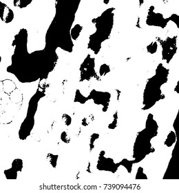 Grunge black white. Monochrome vector texture. The pattern of ink stains, cracks, fading. Overlay aged grainy messy template. Renovate wall scratched backdrop