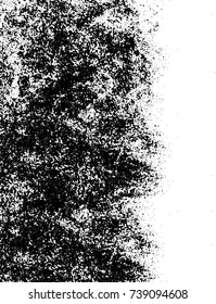Grunge black white. Monochrome vector texture. The pattern of ink stains, cracks, fading. Overlay aged grainy messy template. Renovate wall scratched backdrop