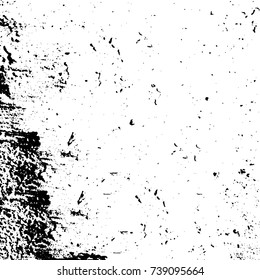 Grunge black white. Monochrome vector texture. The pattern of ink stains, cracks, fading. Overlay aged grainy messy template. Renovate wall scratched backdrop