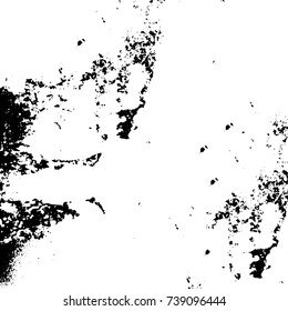 Grunge black white. Monochrome vector texture. The pattern of ink stains, cracks, fading. Overlay aged grainy messy template. Renovate wall scratched backdrop