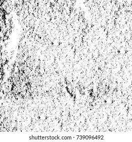 Grunge black white. Monochrome vector texture. The pattern of ink stains, cracks, fading. Overlay aged grainy messy template. Renovate wall scratched backdrop