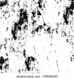 Grunge black white. Monochrome vector texture. The pattern of ink stains, cracks, fading. Overlay aged grainy messy template. Renovate wall scratched backdrop