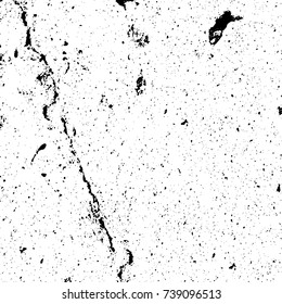 Grunge black white. Monochrome vector texture. The pattern of ink stains, cracks, fading. Overlay aged grainy messy template. Renovate wall scratched backdrop