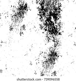 Grunge black white. Monochrome vector texture. The pattern of ink stains, cracks, fading. Overlay aged grainy messy template. Renovate wall scratched backdrop