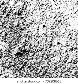 Grunge black white. Monochrome vector texture. The pattern of ink stains, cracks, fading. Overlay aged grainy messy template. Renovate wall scratched backdrop