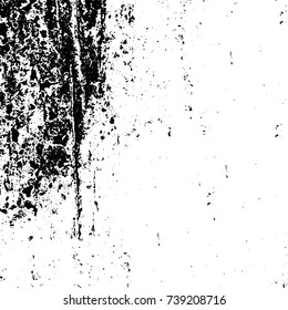 Grunge black white. Monochrome vector texture. The pattern of ink stains, cracks, fading. Overlay aged grainy messy template. Renovate wall scratched backdrop