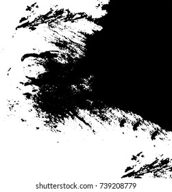 Grunge black white. Monochrome vector texture. The pattern of ink stains, cracks, fading. Overlay aged grainy messy template. Renovate wall scratched backdrop
