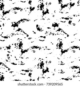 Grunge black white. Monochrome vector texture. The pattern of ink stains, cracks, fading. Overlay aged grainy messy template. Renovate wall scratched backdrop