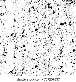 Grunge black white. Monochrome vector texture. The pattern of ink stains, cracks, fading. Overlay aged grainy messy template. Renovate wall scratched backdrop