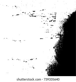 Grunge black white. Monochrome vector texture. The pattern of ink stains, cracks, fading. Overlay aged grainy messy template. Renovate wall scratched backdrop