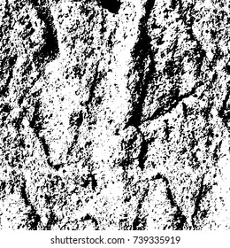 Grunge black white. Monochrome vector texture. The pattern of ink stains, cracks, fading. Overlay aged grainy messy template. Renovate wall scratched backdrop