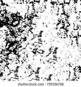 Grunge black white. Monochrome vector texture. The pattern of ink stains, cracks, fading. Overlay aged grainy messy template. Renovate wall scratched backdrop