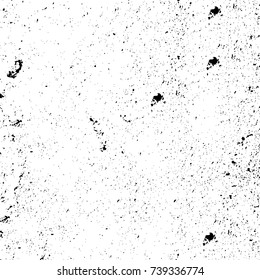 Grunge black white. Monochrome vector texture. The pattern of ink stains, cracks, fading. Overlay aged grainy messy template. Renovate wall scratched backdrop