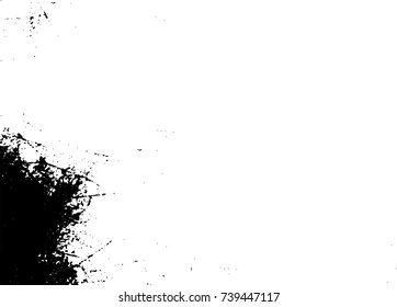 Grunge black white. Monochrome vector texture. The pattern of ink stains, cracks, fading. Overlay aged grainy messy template. Renovate wall scratched backdrop