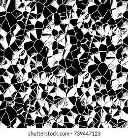 Grunge black white. Monochrome vector texture. The pattern of ink stains, cracks, fading. Overlay aged grainy messy template. Renovate wall scratched backdrop