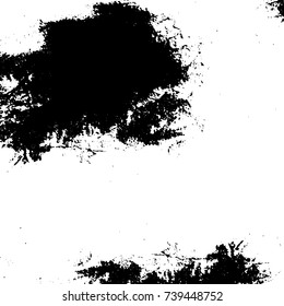 Grunge black white. Monochrome vector texture. The pattern of ink stains, cracks, fading. Overlay aged grainy messy template. Renovate wall scratched backdrop