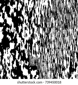 Grunge black white. Monochrome vector texture. The pattern of ink stains, cracks, fading. Overlay aged grainy messy template. Renovate wall scratched backdrop