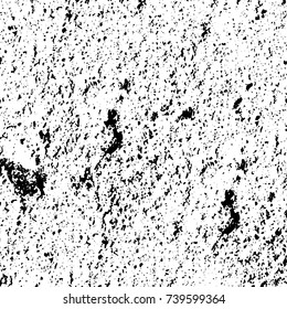 Grunge black white. Monochrome vector texture. The pattern of ink stains, cracks, fading. Overlay aged grainy messy template. Renovate wall scratched backdrop