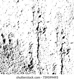 Grunge black white. Monochrome vector texture. The pattern of ink stains, cracks, fading. Overlay aged grainy messy template. Renovate wall scratched backdrop