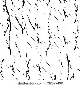 Grunge black white. Monochrome vector texture. The pattern of ink stains, cracks, fading. Overlay aged grainy messy template. Renovate wall scratched backdrop