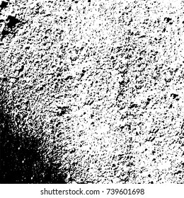 Grunge black white. Monochrome vector texture. The pattern of ink stains, cracks, fading. Overlay aged grainy messy template. Renovate wall scratched backdrop