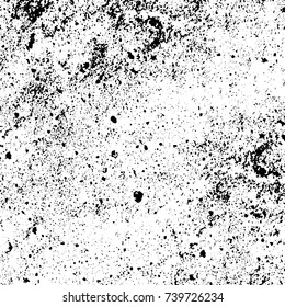 Grunge black white. Monochrome vector texture. The pattern of ink stains, cracks, fading. Overlay aged grainy messy template. Renovate wall scratched backdrop