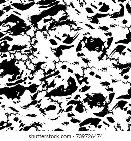 Grunge black white. Monochrome vector texture. The pattern of ink stains, cracks, fading. Overlay aged grainy messy template. Renovate wall scratched backdrop
