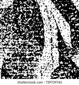 Grunge black white. Monochrome vector texture. The pattern of ink stains, cracks, fading. Overlay aged grainy messy template. Renovate wall scratched backdrop