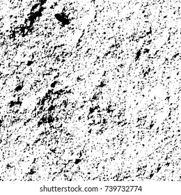Grunge black white. Monochrome vector texture. The pattern of ink stains, cracks, fading. Overlay aged grainy messy template. Renovate wall scratched backdrop
