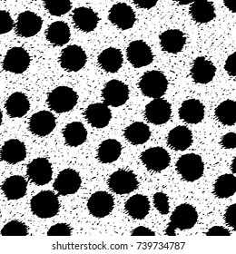 Grunge black white. Monochrome vector texture. The pattern of ink stains, cracks, fading. Overlay aged grainy messy template. Renovate wall scratched backdrop