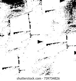 Grunge black white. Monochrome vector texture. The pattern of ink stains, cracks, fading. Overlay aged grainy messy template. Renovate wall scratched backdrop