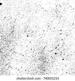 Grunge black white. Monochrome vector texture. The pattern of ink stains, cracks, fading. Overlay aged grainy messy template. Renovate wall scratched backdrop