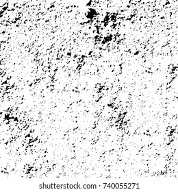 Grunge black white. Monochrome vector texture. The pattern of ink stains, cracks, fading. Overlay aged grainy messy template. Renovate wall scratched backdrop