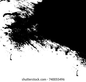 Grunge black white. Monochrome vector texture. The pattern of ink stains, cracks, fading. Overlay aged grainy messy template. Renovate wall scratched backdrop