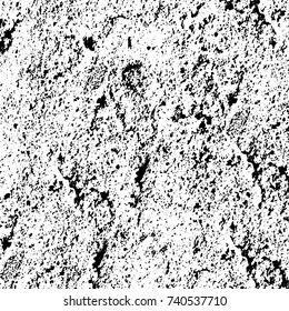 Grunge black white. Monochrome vector texture. The pattern of ink stains, cracks, fading. Overlay aged grainy messy template. Renovate wall scratched backdrop