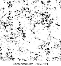 Grunge black white. Monochrome vector texture. The pattern of ink stains, cracks, fading. Overlay aged grainy messy template. Renovate wall scratched backdrop