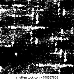 Grunge black white. Monochrome vector texture. The pattern of ink stains, cracks, fading. Overlay aged grainy messy template. Renovate wall scratched backdrop