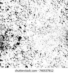Grunge black white. Monochrome vector texture. The pattern of ink stains, cracks, fading. Overlay aged grainy messy template. Renovate wall scratched backdrop