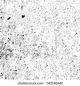 Grunge black white. Monochrome vector texture. The pattern of ink stains, cracks, fading. Overlay aged grainy messy template. Renovate wall scratched backdrop