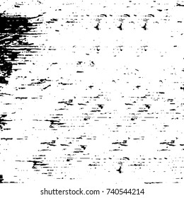 Grunge black white. Monochrome vector texture. The pattern of ink stains, cracks, fading. Overlay aged grainy messy template. Renovate wall scratched backdrop