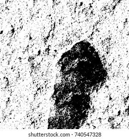 Grunge black white. Monochrome vector texture. The pattern of ink stains, cracks, fading. Overlay aged grainy messy template. Renovate wall scratched backdrop