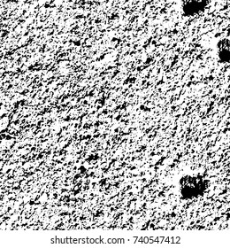 Grunge black white. Monochrome vector texture. The pattern of ink stains, cracks, fading. Overlay aged grainy messy template. Renovate wall scratched backdrop