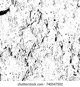 Grunge black white. Monochrome vector texture. The pattern of ink stains, cracks, fading. Overlay aged grainy messy template. Renovate wall scratched backdrop