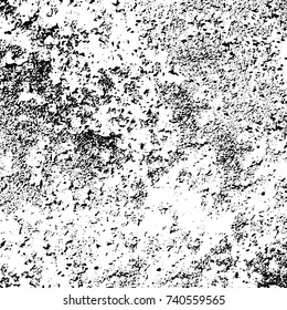 Grunge black white. Monochrome vector texture. The pattern of ink stains, cracks, fading. Overlay aged grainy messy template. Renovate wall scratched backdrop