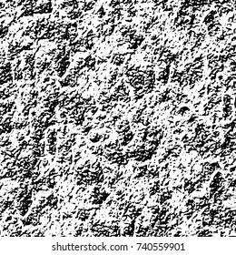 Grunge black white. Monochrome vector texture. The pattern of ink stains, cracks, fading. Overlay aged grainy messy template. Renovate wall scratched backdrop