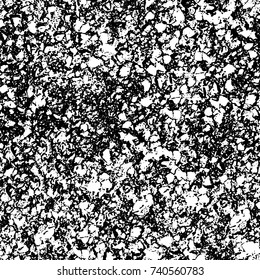 Grunge black white. Monochrome vector texture. The pattern of ink stains, cracks, fading. Overlay aged grainy messy template. Renovate wall scratched backdrop