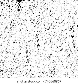 Grunge black white. Monochrome vector texture. The pattern of ink stains, cracks, fading. Overlay aged grainy messy template. Renovate wall scratched backdrop