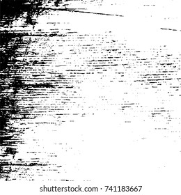 Grunge black white. Monochrome vector texture. The pattern of ink stains, cracks, fading. Overlay aged grainy messy template. Renovate wall scratched backdrop